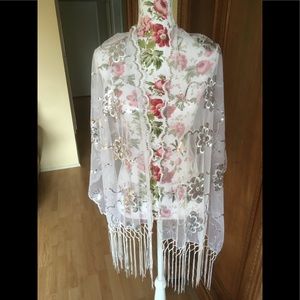 White and silver sparkle scarf